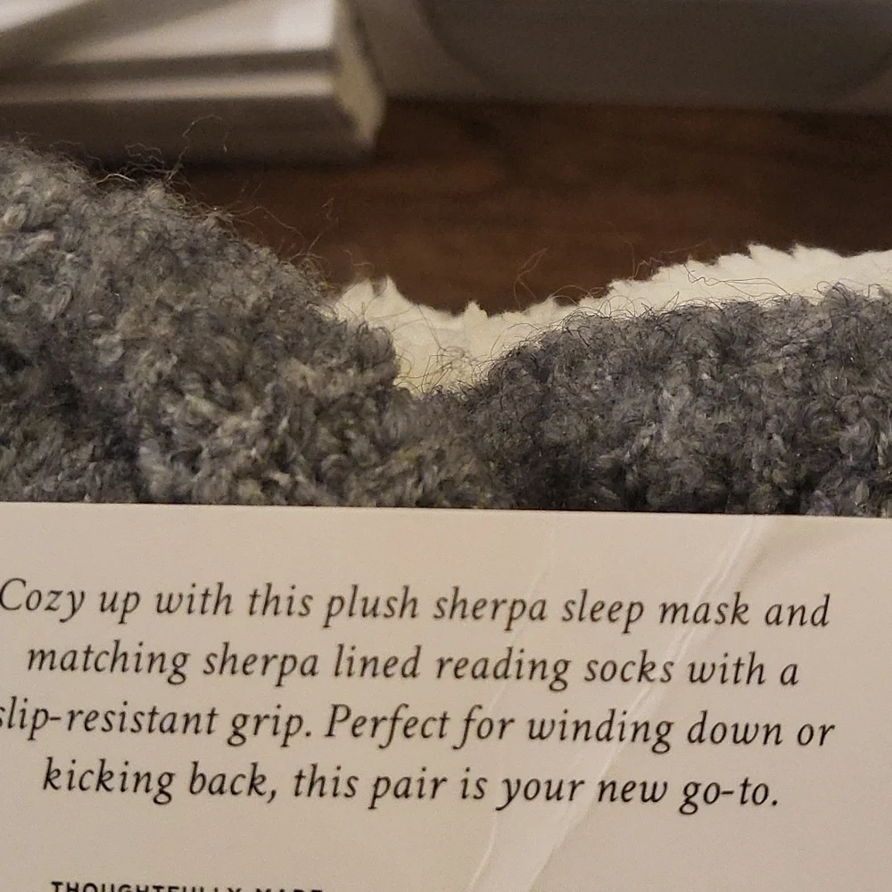 Gray and Cream Socks + Sleep Mask Set